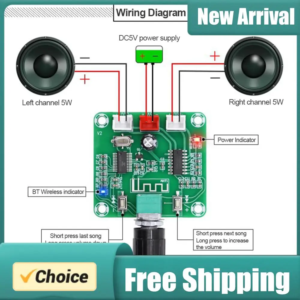 PAM8403 DIY 무선 스피커 앰프 보드 울트라 클리어 블루투스 호환 5.0 스..
