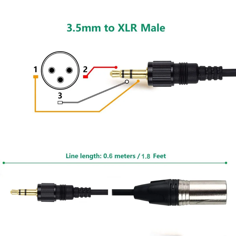 Replacement Locking Aux TRS XLR Balanced Cable For