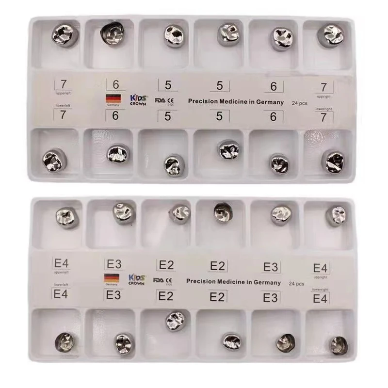 

Dental Preformed Metal Crown Stainless Steel Temporary Crowns Primary Molar Adult Kids Dentistry Therapy Tools