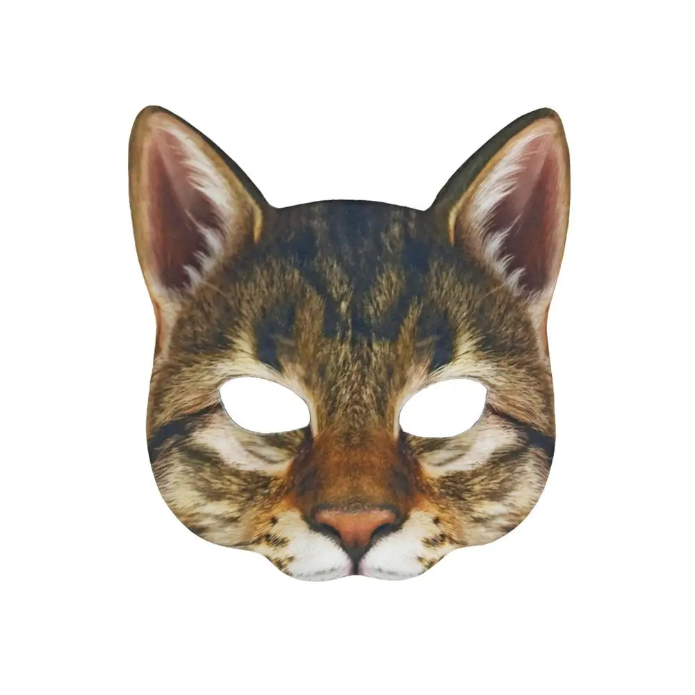 Cat Mask Halloween Half Face Lifelike Cat Mask Party Playing Costume Props Animal Party Mask Unisex Cosplay Party Props