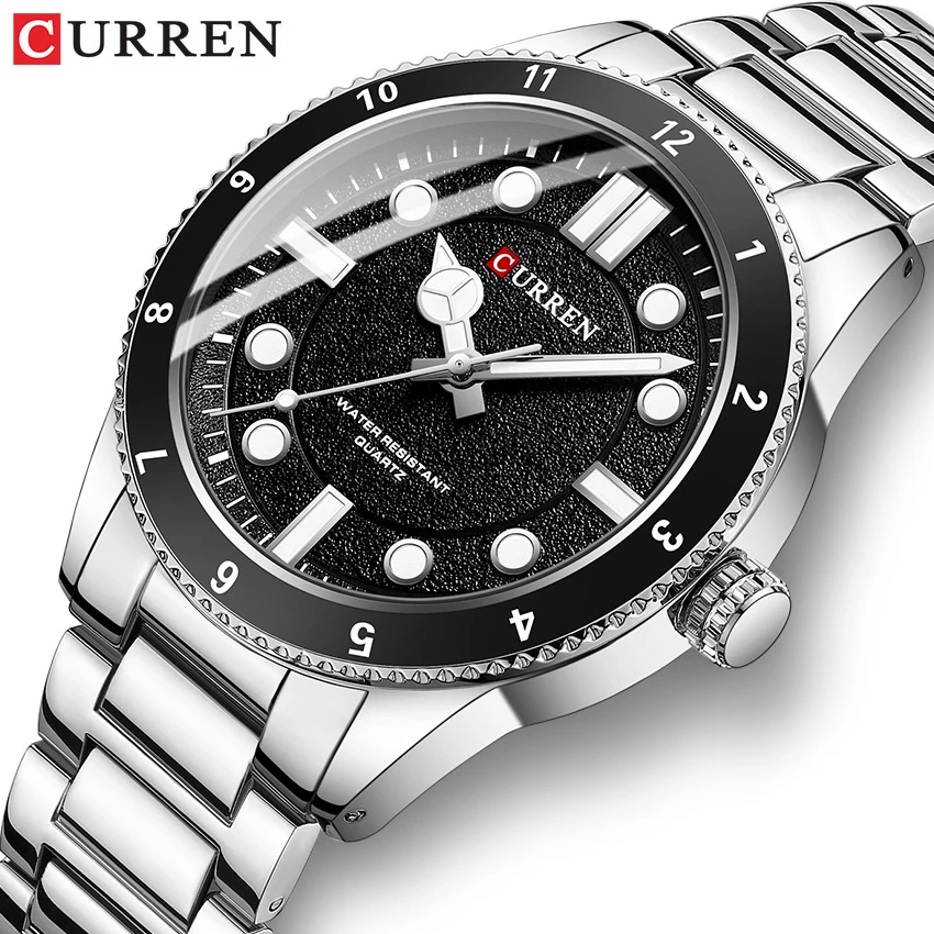 

CURREN Men's Watches Classic Luxury Business Quartz Watch Fashion Big Dial Stainless steel Strap Military Wristwatch for Men