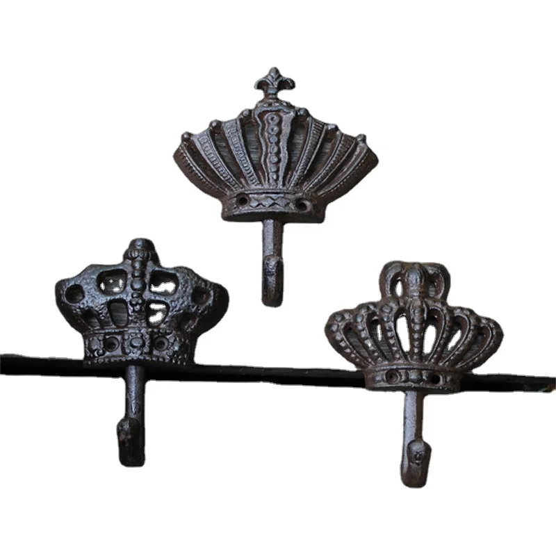 European crown retro cast iron forged coat hook coat decoration wall decoration outdoor home metope accessories 1pcs wall mount hooks multi purpose hooks metal hook antique hooks