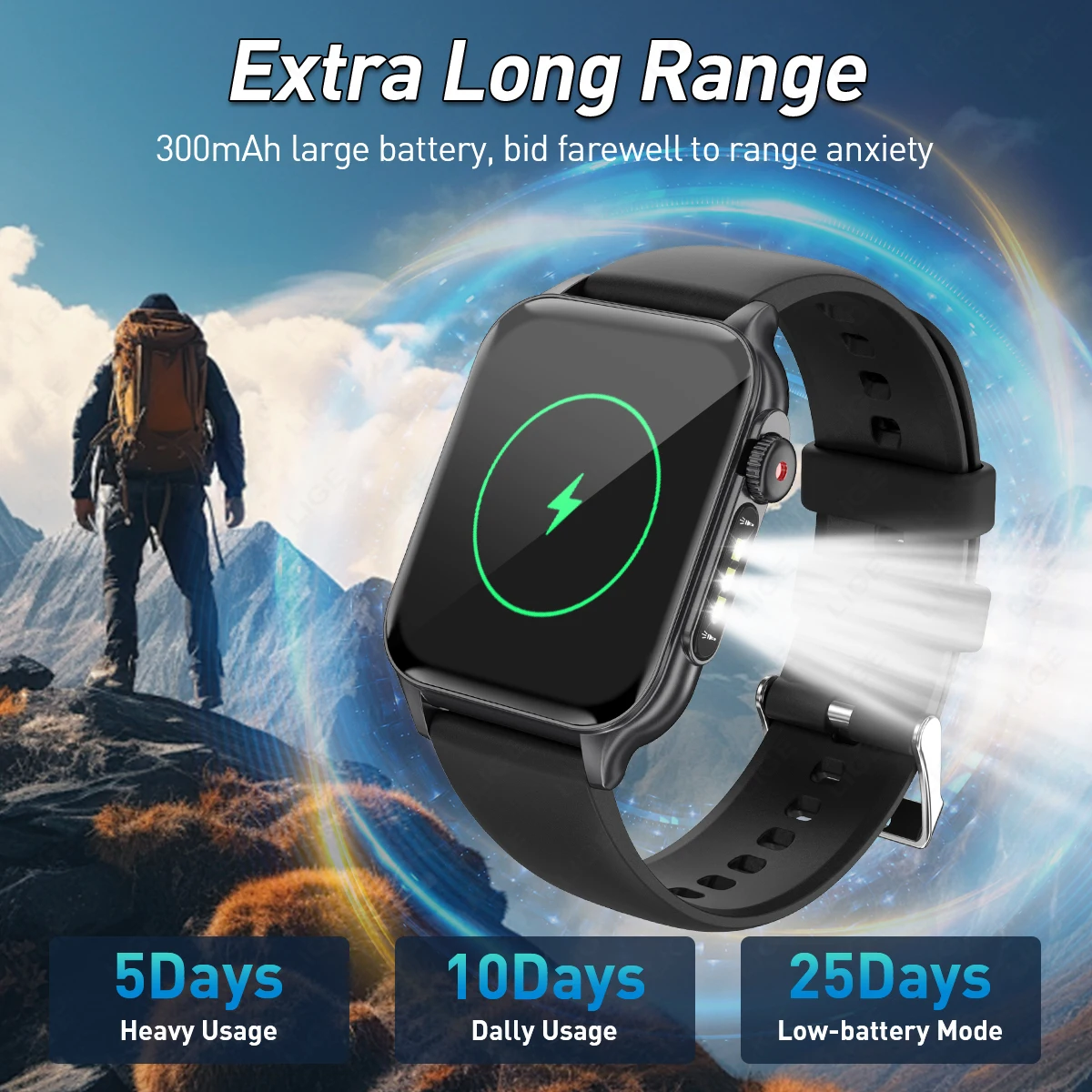 LIGE 2024 Bluetooth Call Smart Watch Men Women Full Touch Screen Sports Fitness Watch Three Lights Flashlight Ladies Smartwatch 2