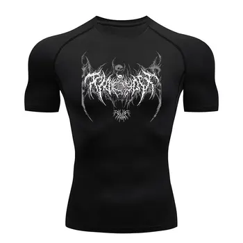 Y2K Compression Shirt Men Fitness Gym Skeleton Sport Running T-Shirt Rashgard Tops Tee Quick Dry Short Sleeve T-Shirt For Men 1