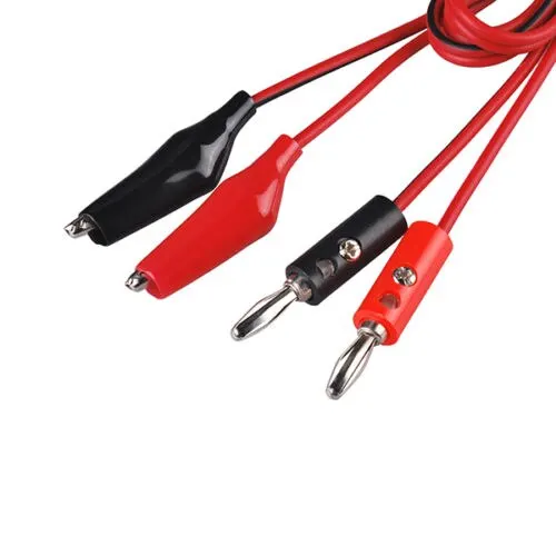 5PCS 4mm Injection Banana Plug To Shrouded Copper Electrical Clamp Alligator Clip Test Cable Leads 1M Testing Probe
