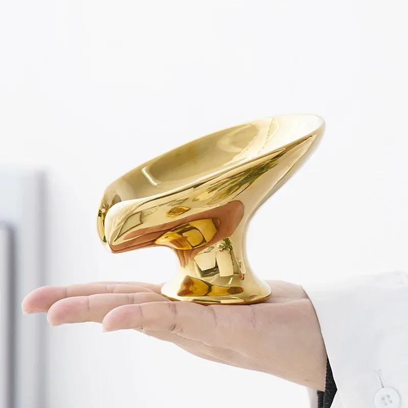 Ceramic Soap Holder Soap Dish Self Draining Leaf Shape for Sink Bathroom Kitchen