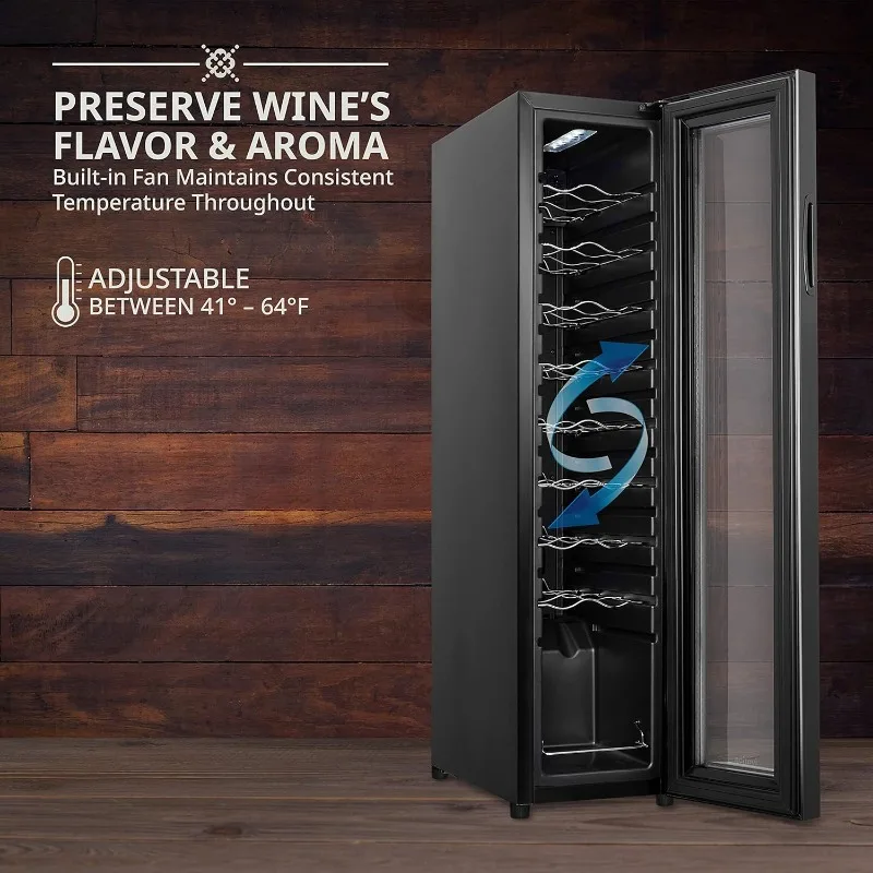 18 Bottle Compressor Wine Cooler Refrigerator w/Lock For Red,White,Champagne,41f-64f Digital Temperature Control,Black 5