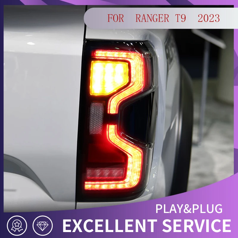 

Стайлинг автомобиля для 2022 -2024 Ford Ranger, задние фонари T9, задний фонарь DRL, поворотный сигнал, Модифицированная задняя автомобильная лампа
