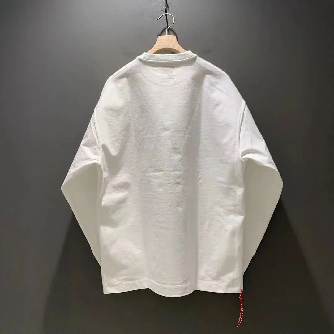 Loose Long Sve T-irt ARMOR MADN Japan Retro Heavyweight Red Rope Pure Color Base Layer Cotton Casual ex Tee