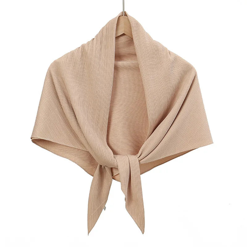 28 Colors Plain Crinkle Square Bubble Silk Pleated Hijab Women's Head Shawl Scarf Muslim Wrinkle Kerchief Solid Ramadan Stole 4