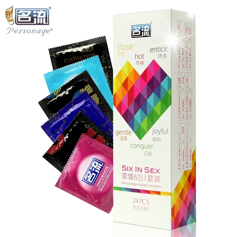 30 /24PCS PERSONAGE Condoms Natural Latex Long-lasting Ultra Thin Dotted Sex Toys Safer Intimate Goods Condoms Penis Sleeve 4