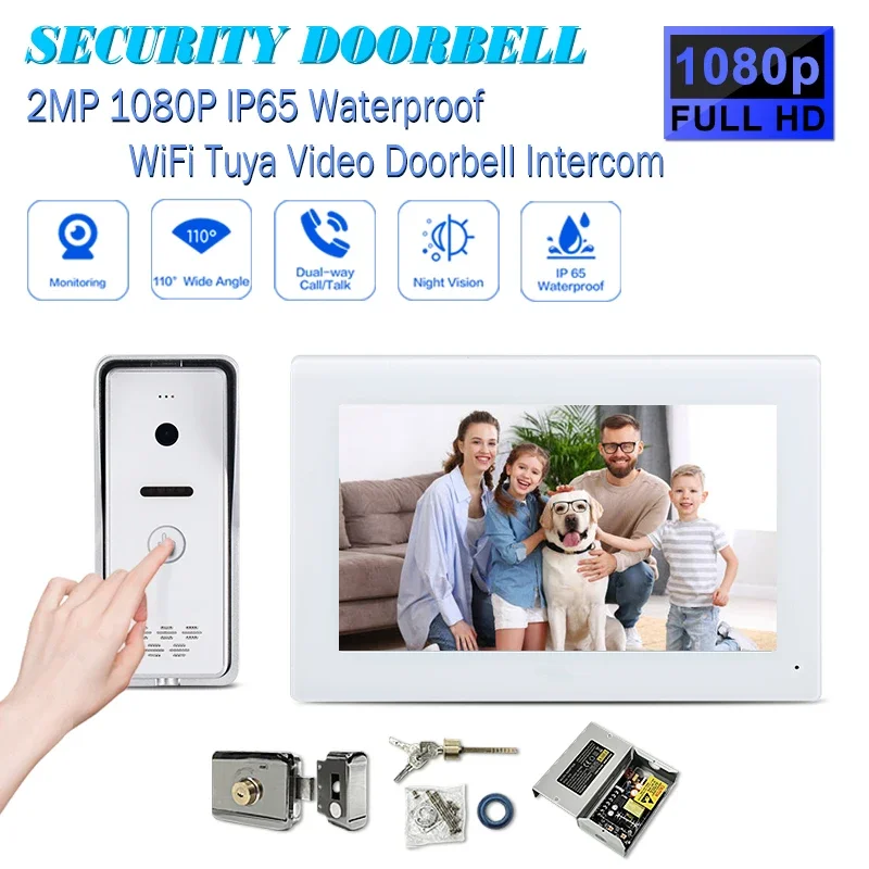 

Video Door Phone, Video Intercom Doorbell System, IP65 Waterproof Night Vision Camera Home Security Access System, Shoot Record