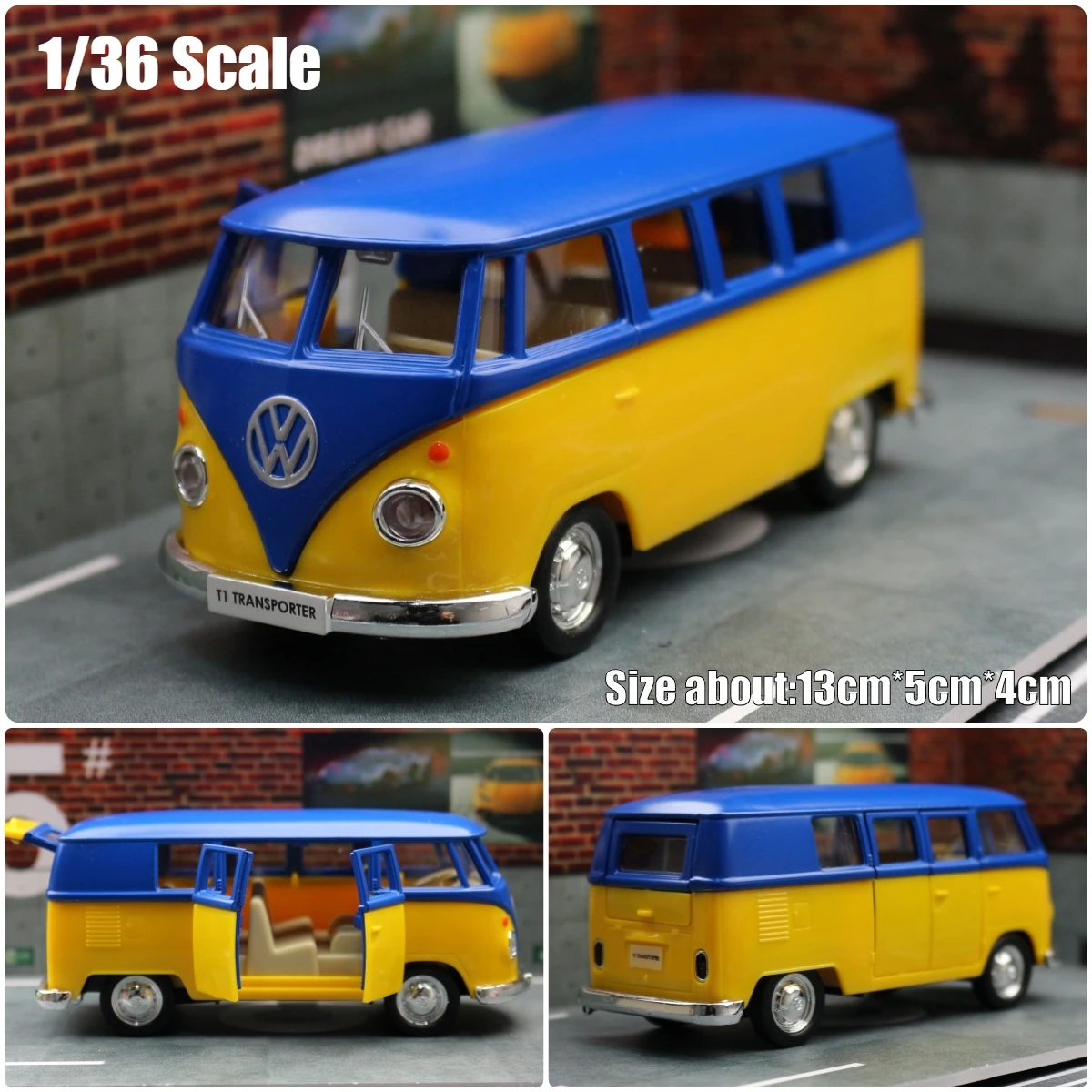 1/36 Volkswagen T1 Samba Bus Toy For Children RMZ City Classical
