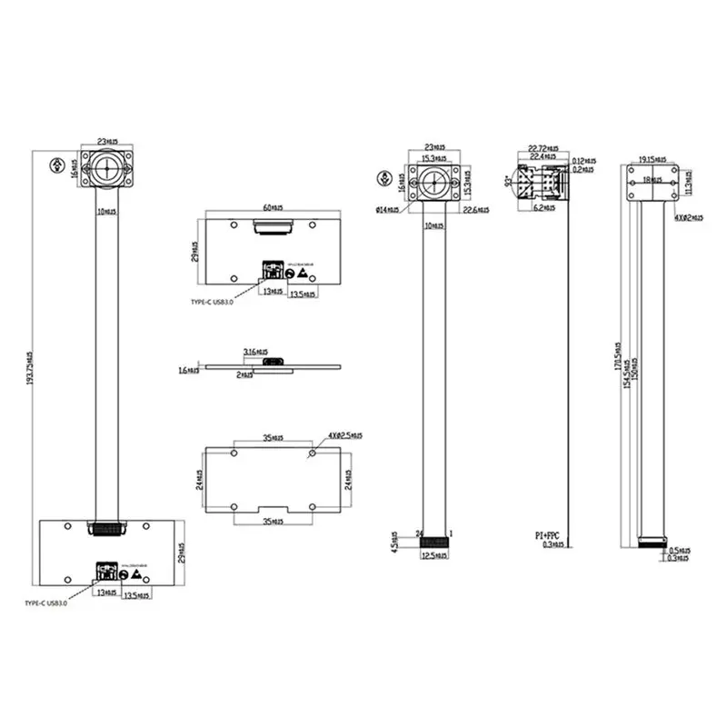 3840H X 2160V 4K 8MP HD 1/2인치 OS08A10 USB3.0 Type-C 카메라 모듈 FF 93 ° MJPEG, YUV2, H264, H265 얼굴 인-A20R