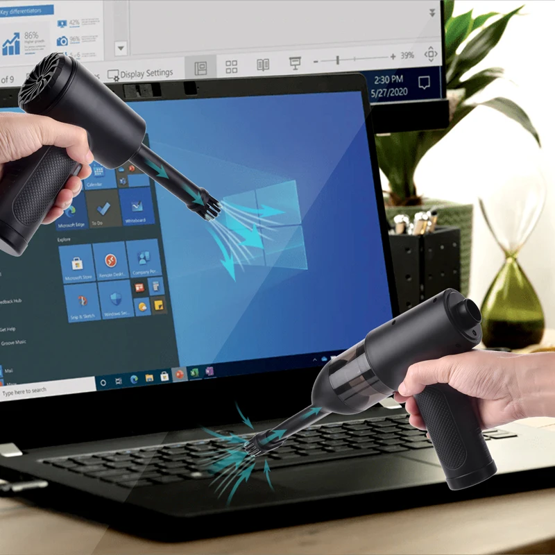 Portátil ar Comprimido Espanador em Ventilador de ar Aspirador com Led 7500mah Espanador sem Fio para Teclado Computador - Imagem 3