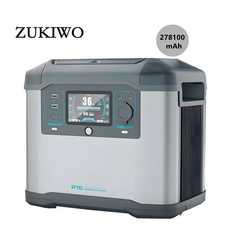 

ZUKIWO 1500W Camping Power Station NCM Solar Battery 1008Wh 278100mAh Portable Electric Power Generator For Outdoors Fast Charge