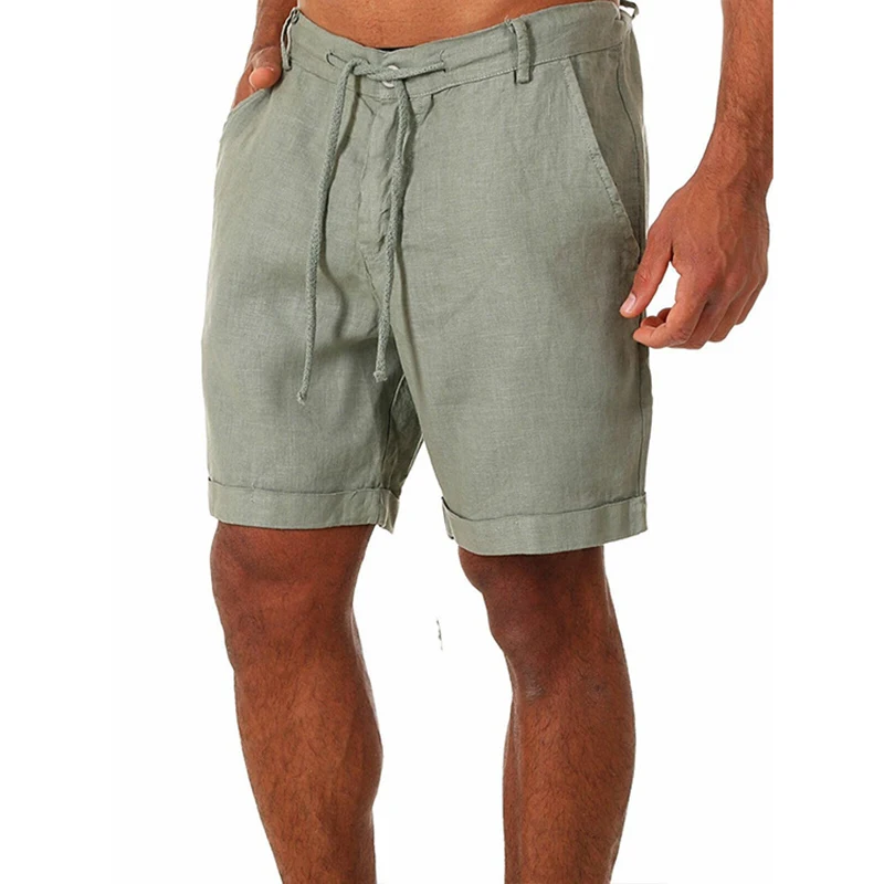 

Fashion Men's Linen Shorts Men Cotton Beach Short New Wild Leisure Loose Solid Cargo Shorts Breathable Soft Men Sweatshorts