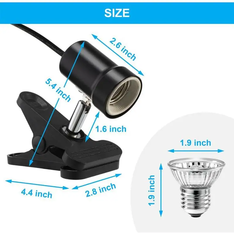 Reptile Heat Lamp Adjustable Heat Lamp Reptile Turtle Tank Accessories Suitable for Aquatic Animal and Plant Lighting