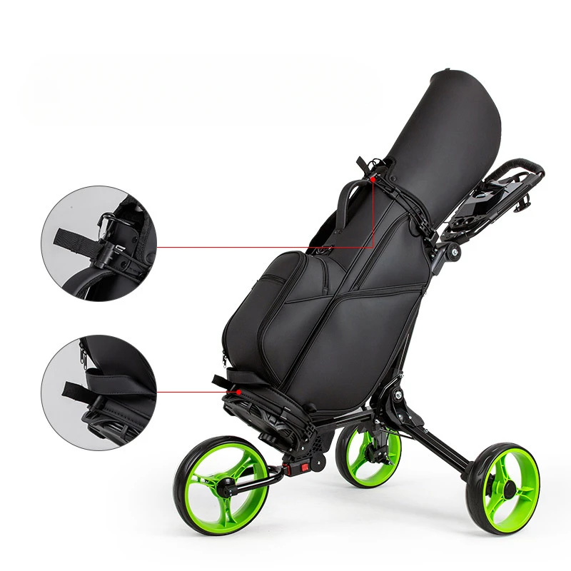 PLAYEAGLE Folding Golf Push Pull Cart Upgrade Widened Wheels Portable Golf Bag Cart with Umbrella Holder