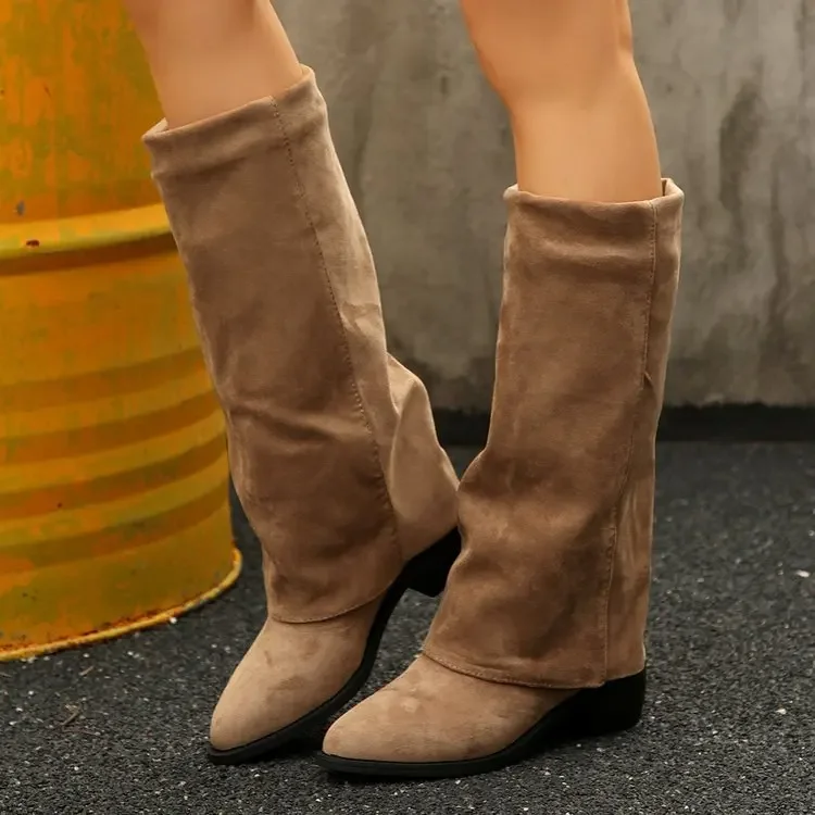 Vrouwen Knie Hoge Laarzen Herfst Mode Puntschoen Schoenen Klassiekers ...