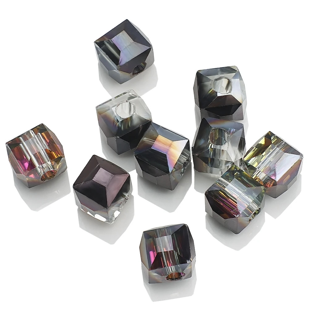 45Pcs 8mm 큰 구멍 유리 큐빅 구슬 크리스탈 DIY에 대 한 사각형 구슬 만들기 DIY 매력 Earings 목걸이 크리스탈 쥬얼리