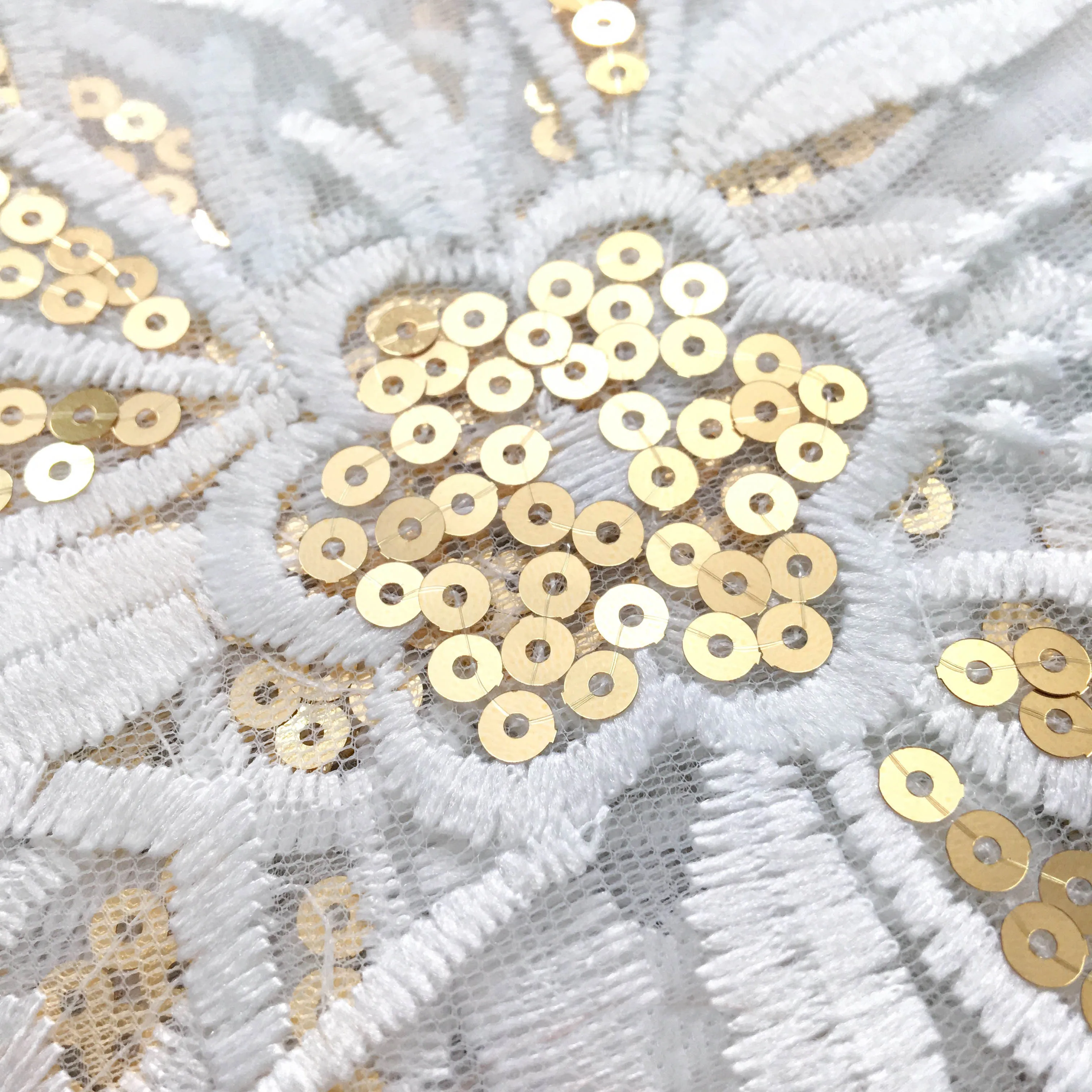 Description Picture 6 of itemNew Arrival Milk Silk Lace Fabric Light Green French Milk Silk Lace Fabric With Sequins 5Yards For African Nigerian Dress F3976