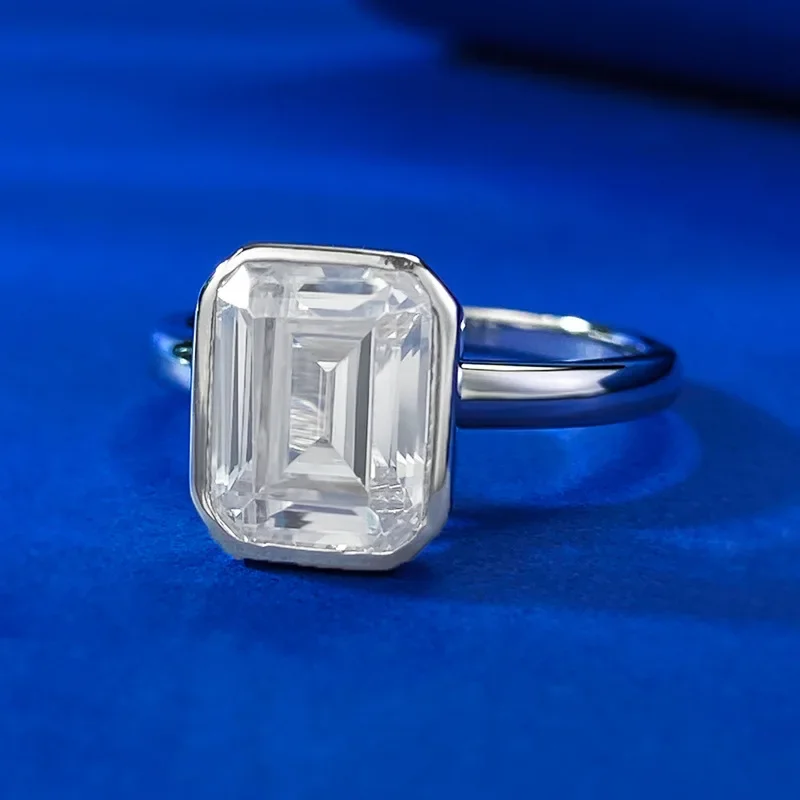 

2023 New 925 Silver 7 * 9 Rectangular Pagoda Cutting High Carbon Diamond Ring Fashion and Simplicity Ring Wedding Jewelry