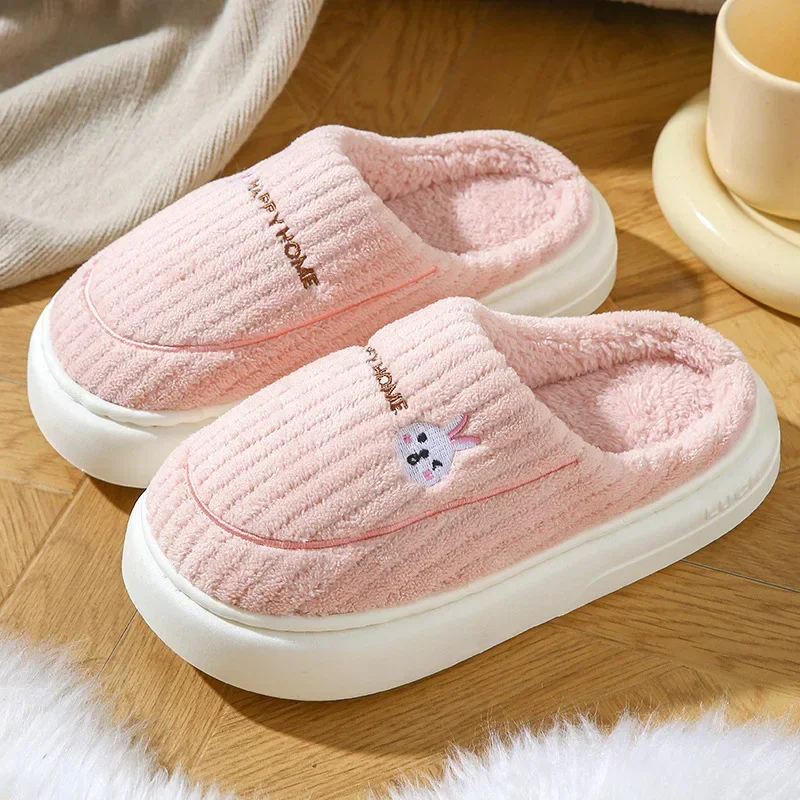 

Симпатичные женские домашние тапочки GOOHOJIO, удлиняющий дизайн, дышащие женские зимние тапочки, плюшевые домашние тапочки с милым рисунком кролика