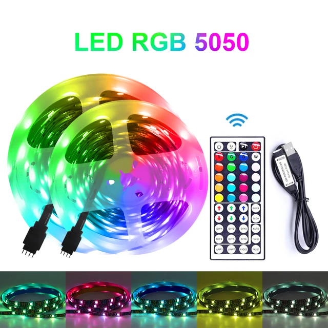 5V RGB LED Strip Light 5m 10m USB Remote Control SMD 5050 Lights