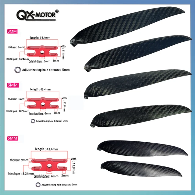 Carbon Fiber Folding Propeller QX-MOTOR 9.5x5,10x6,11x6,11x8,12x6,13x8, 2pcs Leaf RC Model for RC Airplane Props Fixed Wing Mode 4
