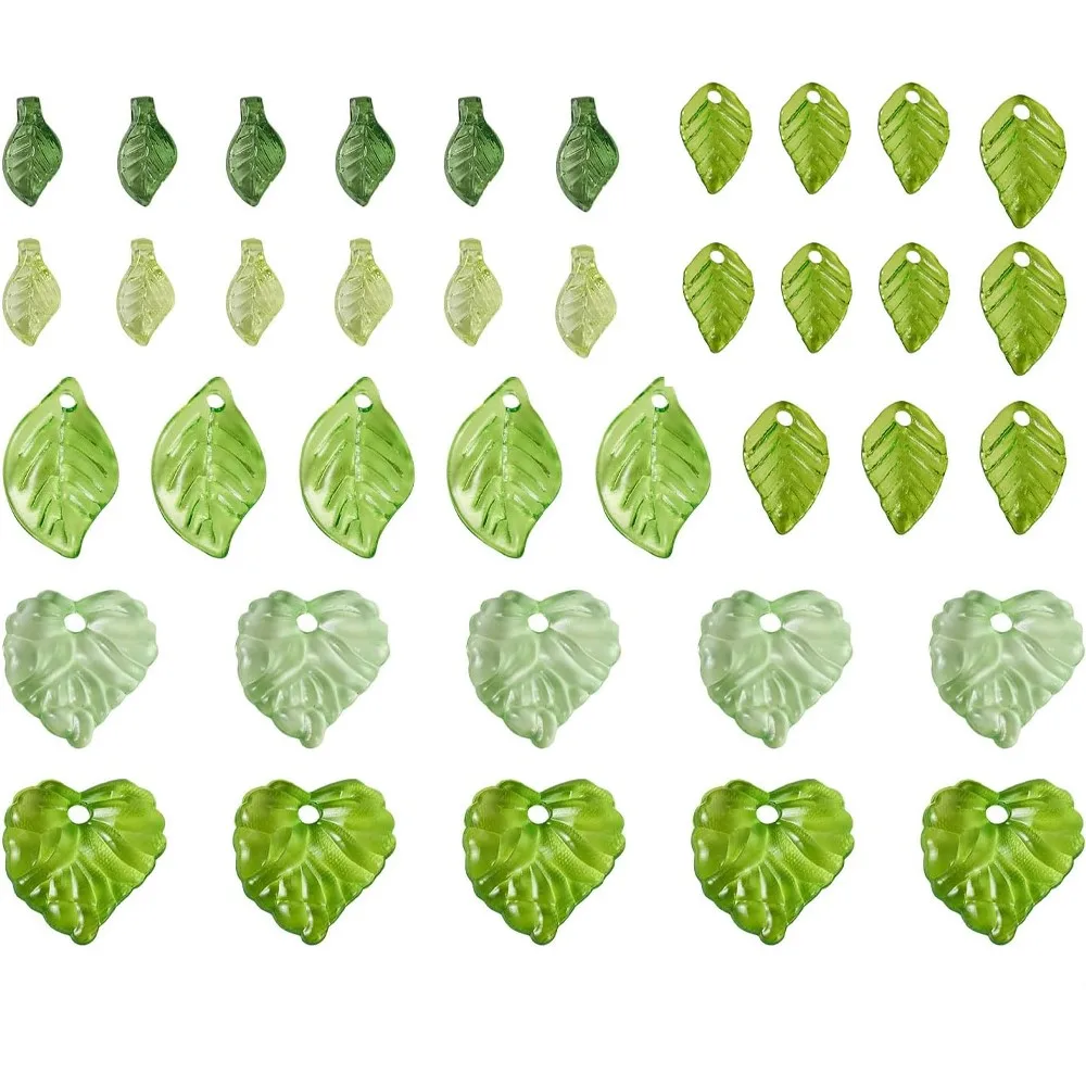 Acrylic Green Leaf Spacer Charms 1