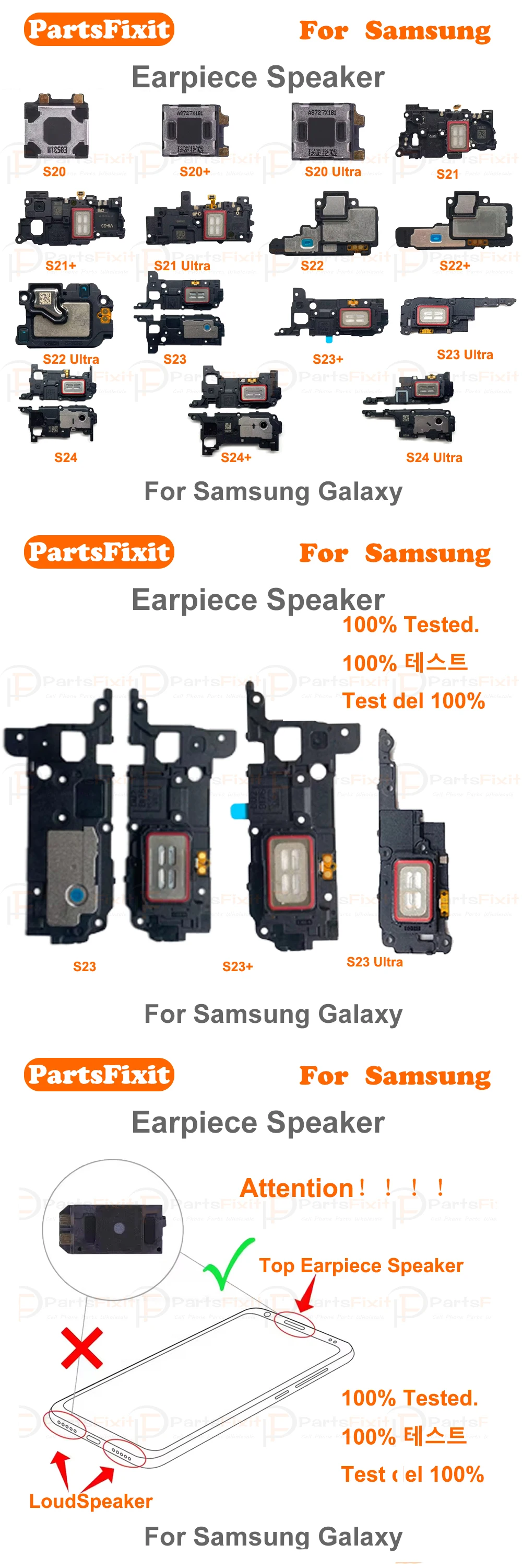 Front Top Earpiece Earphone Ear Speaker Sound Receive For Samsung S20 S20Ultra S21 S21 Ultra S22 S22 Ultra S23Ultra S24 S24+ S57796650207a41c7afd3434c3c2303ca7