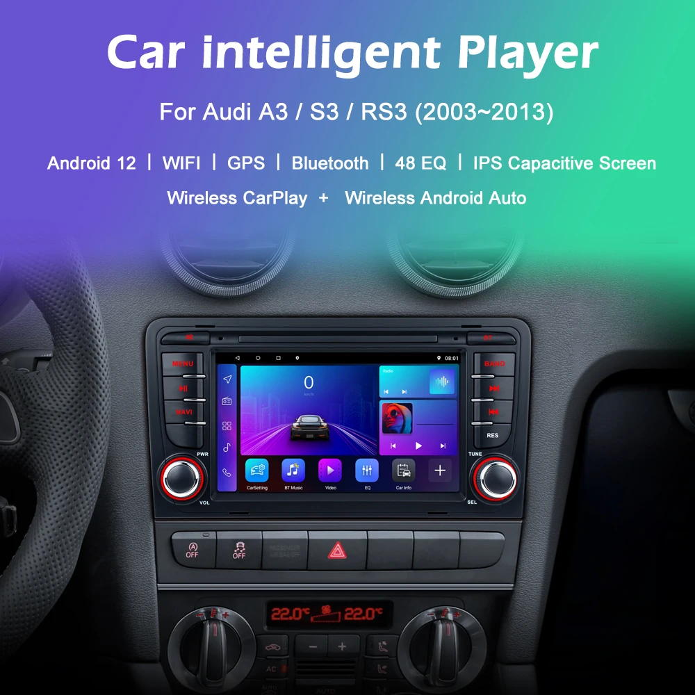 7 pulgadas HD pantalla táctil Android 11 coche estéreo para Audi A3 S3 RS3  Radio de coche inalámbrico Apple Carplay Android Auto con navegación GPS 2