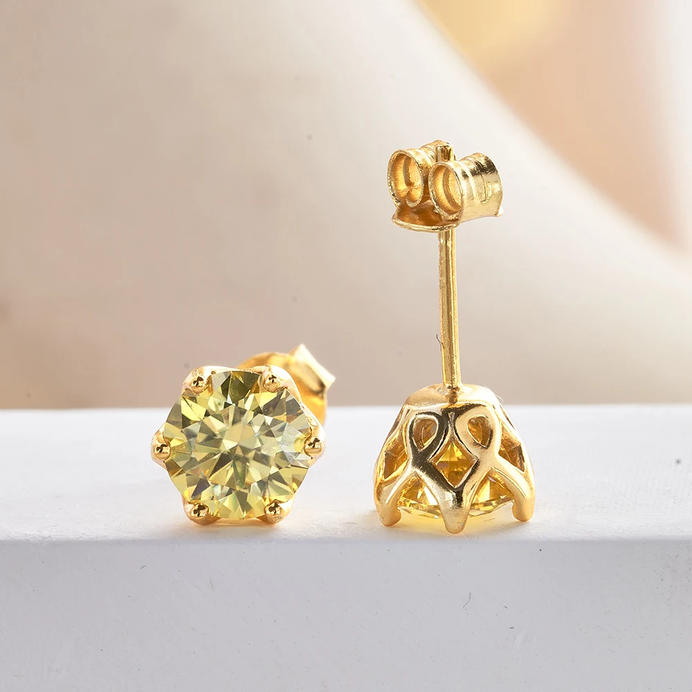 JoyceJelly 1/2/4CT D Color Moissanite Diamond Stud Earrings S925 Sterling Silver Plated 18K Gold Ear-studs Luxury Fine Jewelry - Image 5