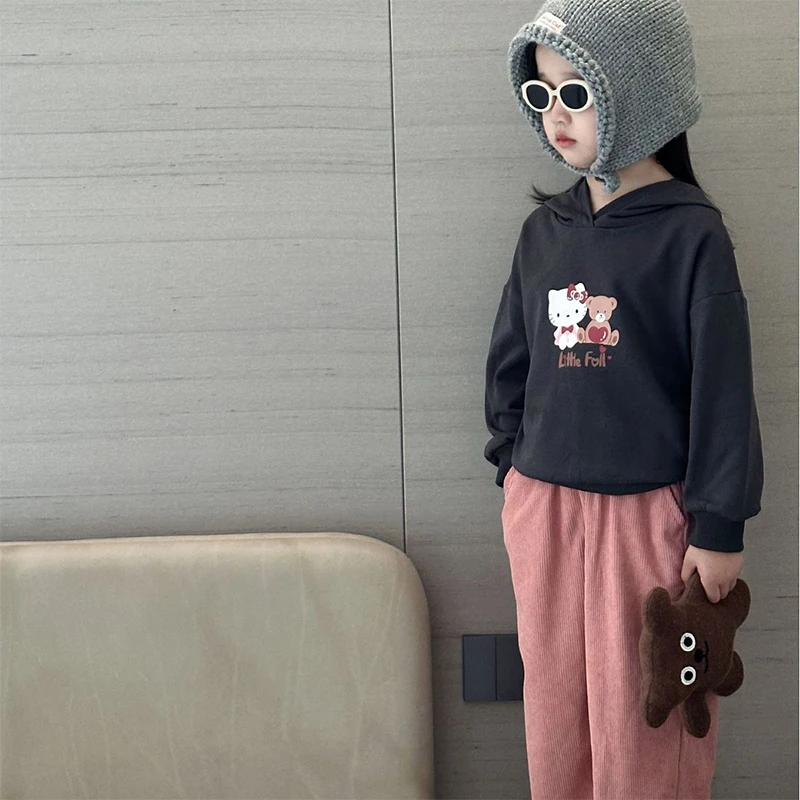 

New Sanrio Hello Kitty Kawaii Children Cute Anime Clothing Girl Unisex Hoodie Set Printed Design Men Women Treasures Warm