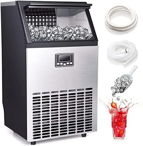 

Ice Maker, Self-Cleaning ice Machine 100LBS/24H, Stainless Steel Freestanding Ice Maker Machine with 33LBS Bin,Include Scoop Ice