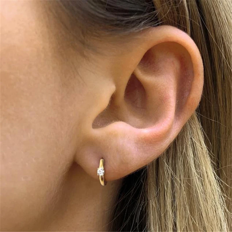 여성용 귀걸이 골드 작은 후프 귀걸이, 소녀 귀 뼈 귀걸이 지르콘 스네이크 스타 아이 aretes A30