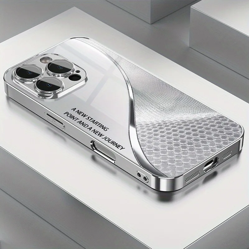 Metallisch strukturierte Wellenlinien-Muster Galvanisierte Handyhülle für Samsung Galaxy S25 S24 S23 Ultra Plus FE Gehärtetes Glas Cover