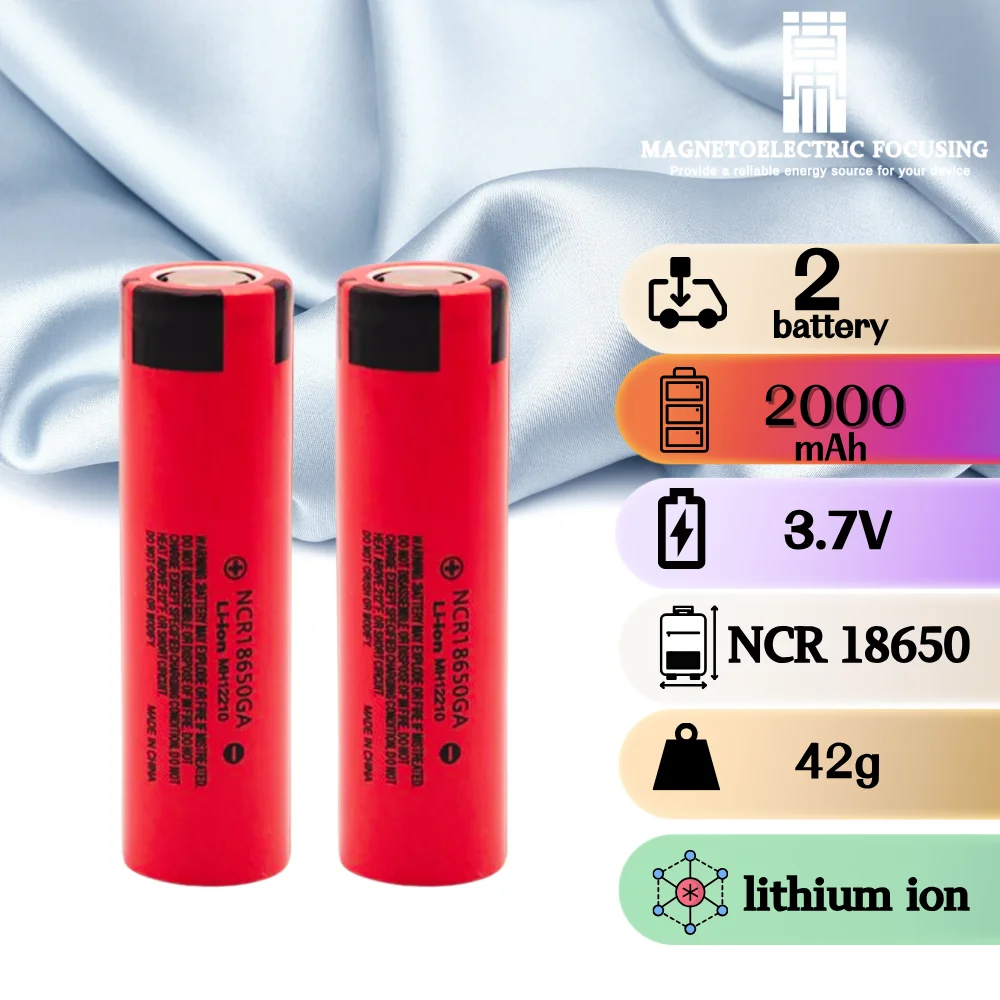 

2000mAh NCR 18650GA Li-ion rechargeable battery, 3.7V output, 20A high discharge performance Suitable for tools torches etc.