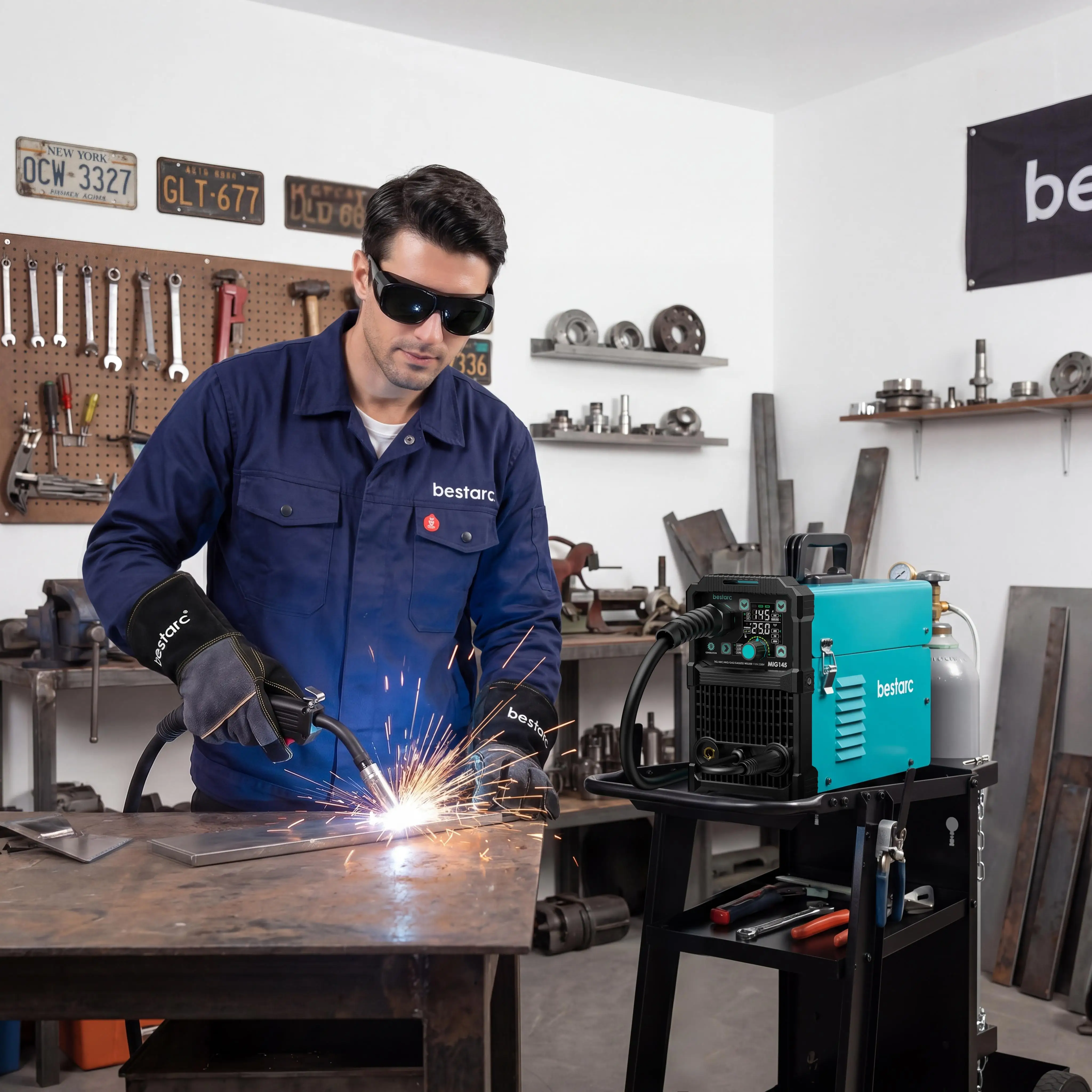 bestarc MIG145 MIG Welder 220V 145Amp 4-in-1 Welding Machine, Gas & Gasless MIG / Lift TIG / Stick, Digital LED Display