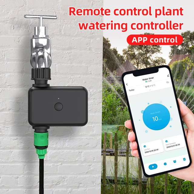 Valve d'Eau Programmable Bluetooth/WiFi, Minuterie d'Arrosage Intelligente, Arroseurs Automatiques de Jardin et de Pelouse, Contrôleur de Retard de Pluie 1