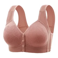 Mother Front Open Buckle Bra Underwear Brassiere Large Size Bra Without Steel Ring Thin Section Vest Type Mom breathable Brassie 1