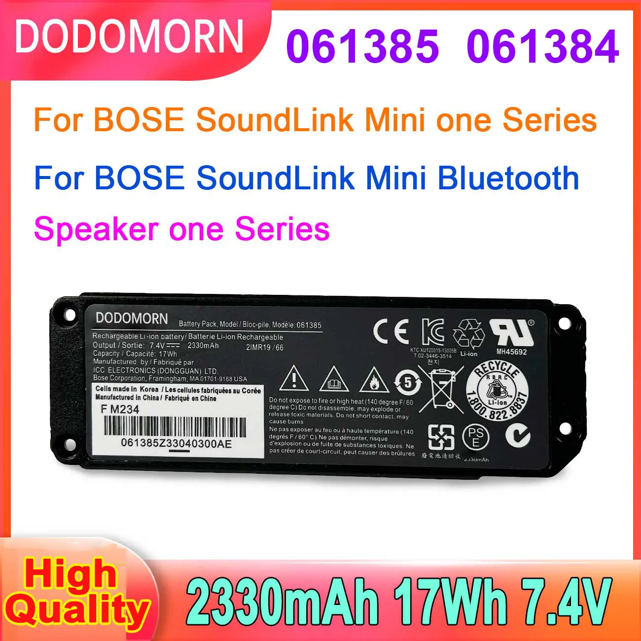 Bateria para Bose Soundlink Mini Alto-falante Bluetooth Uma Série 17wh 2330mah 7.4v 061385 061384 061386 061386