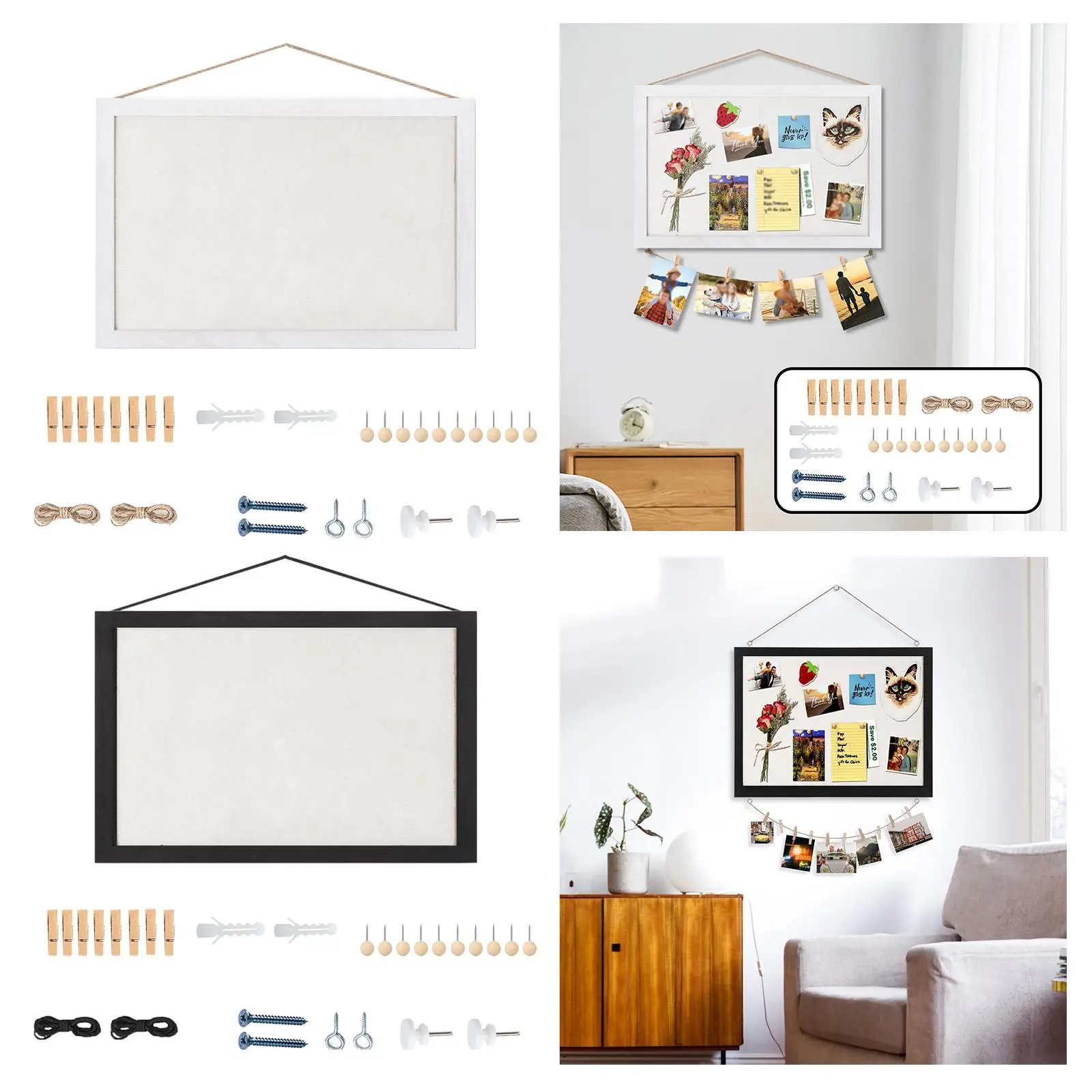 Cork Board Decorative Picture Display Board Vintage Style Hanging Bulletin Living Room Bedroom Decor Home Kitchen