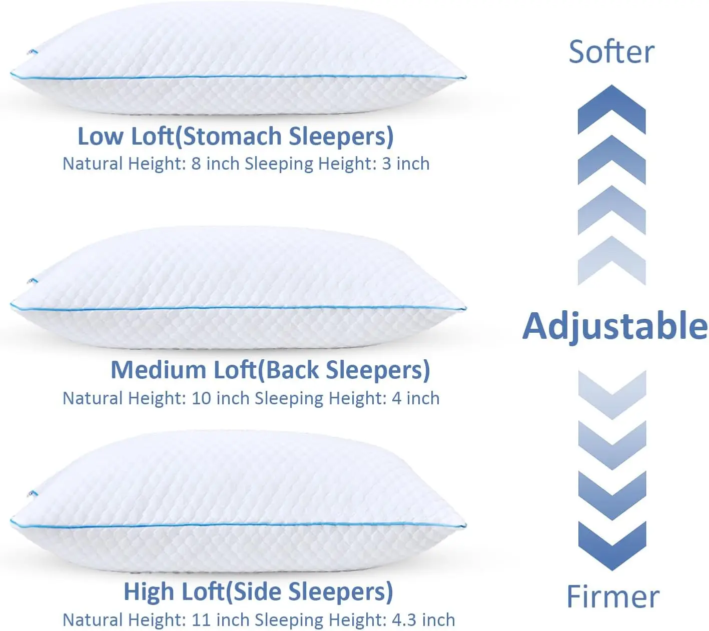 Shredded Memory Foam Pillows for Sleeping 2 Pack - Cooling Bed Pillows Standard Size Set of 2 - Firm Pillow for Side 2