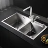 304 Stainless Steel Thickened Restaurant Kitchen Sink Home Improvement Manual Double Tank Kitchen Fixture Undermount Basin Set Y 1