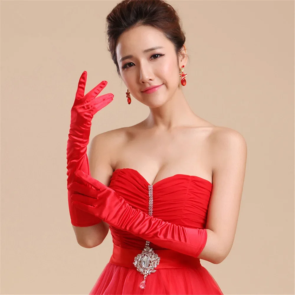 

Hot Sale Bridal Gloves Elegant Satin Gloves Wedding Accessories Vestido Bridal Cheap Finger Sexy Wedding Gloves For Bride