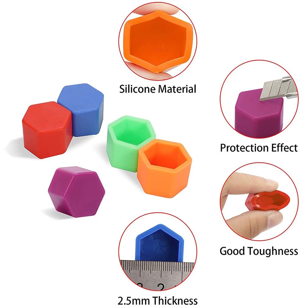 17mm 19mm 21mm Car Wheel Caps Bolts Covers Nuts Silicone Anti Rust Cover Auto Wheel Hub Protectors Styling Screw Cap 20Pcs