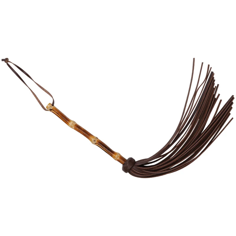 Bamboo Handle Genuine Leather Horse Whip Spanking Paddle for Equestrian Riding Equestrian Bat 50CM