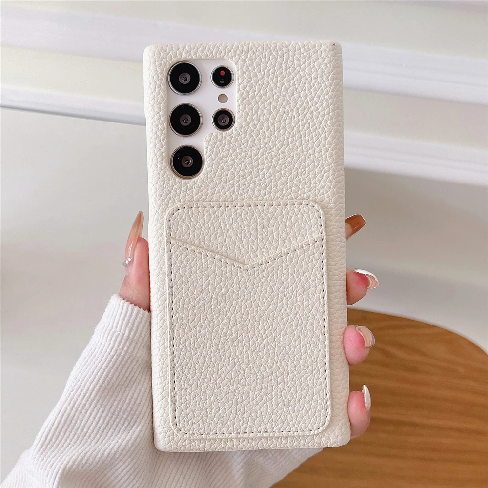 Luxury Retro Litchi Leather Grain Soft Phone Case